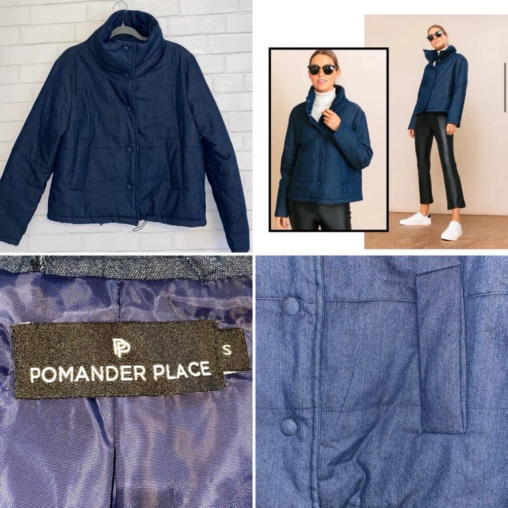 Tuckernuck Pomander Place $179 Denim Puffer Jacket Small EUC